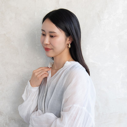 イヤリング ニッケルフリー sable gold メタル ダブル ライン クロス ドロップ ネジバネ式イヤリング