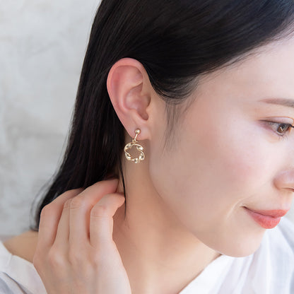 イヤリング ニッケルフリー sable gold メタル ツイスト リング ネジバネ式イヤリング