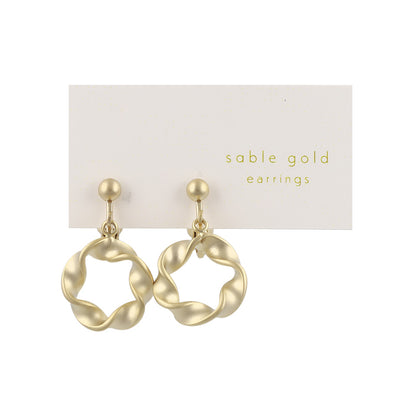 イヤリング ニッケルフリー sable gold メタル ツイスト リング ネジバネ式イヤリング