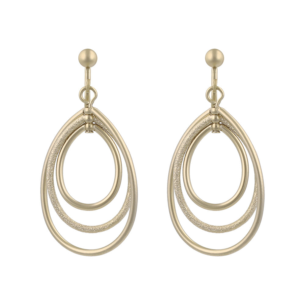 イヤリング ニッケルフリー sable gold メタル トリプル ドロップ ネジバネ式イヤリング