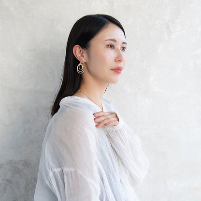 イヤリング ニッケルフリー sable gold メタル トリプル ドロップ ネジバネ式イヤリング