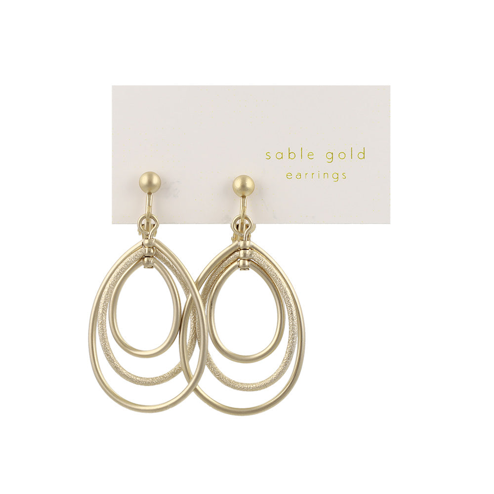 イヤリング ニッケルフリー sable gold メタル トリプル ドロップ ネジバネ式イヤリング
