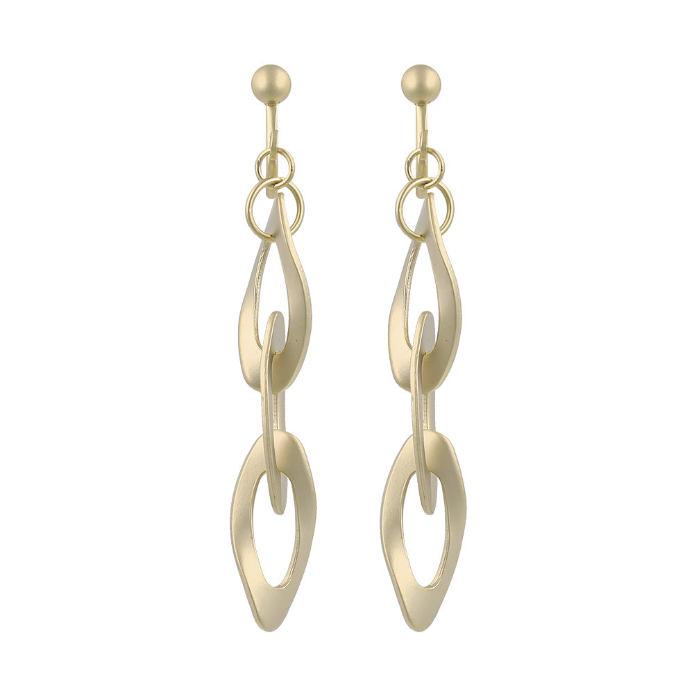 イヤリング ニッケルフリー sable gold メタル オーバル ツイスト チェーン ネジバネ式イヤリング