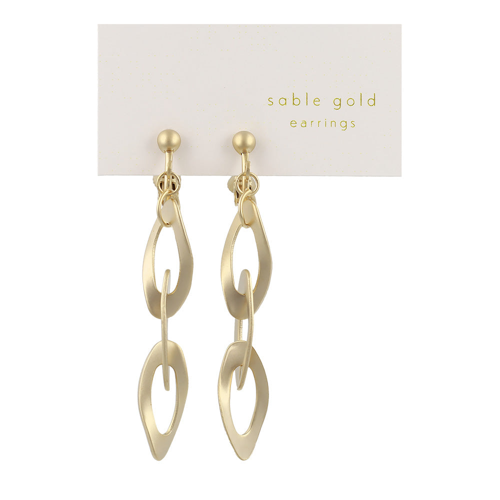 イヤリング ニッケルフリー sable gold メタル オーバル ツイスト チェーン ネジバネ式イヤリング