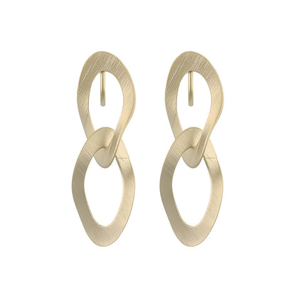 イヤリング ニッケルフリー sable gold メタル オーバル ツイスト ダブル ネジバネ式イヤリング