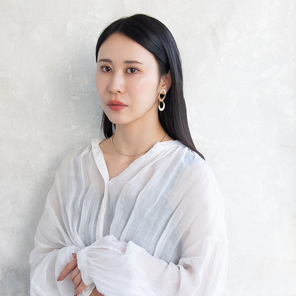 イヤリング ニッケルフリー sable gold メタル オーバル ツイスト ダブル ネジバネ式イヤリング