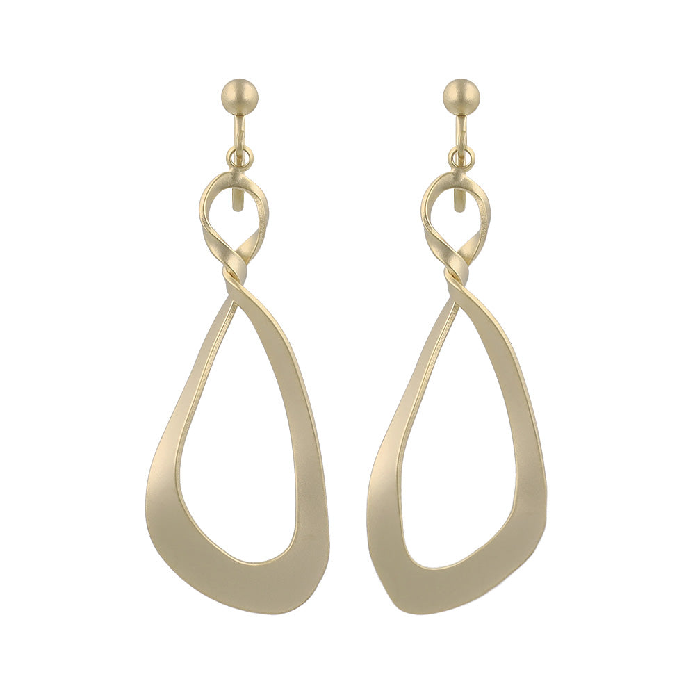 イヤリング ニッケルフリー sable gold メタル ツイスト ドロップ ネジバネ式イヤリング