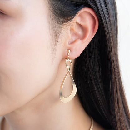 イヤリング ニッケルフリー sable gold メタル ツイスト ドロップ ネジバネ式イヤリング