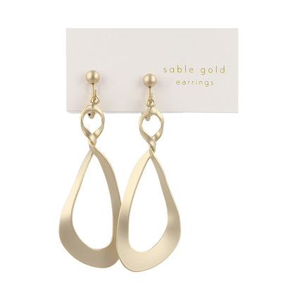 イヤリング ニッケルフリー sable gold メタル ツイスト ドロップ ネジバネ式イヤリング