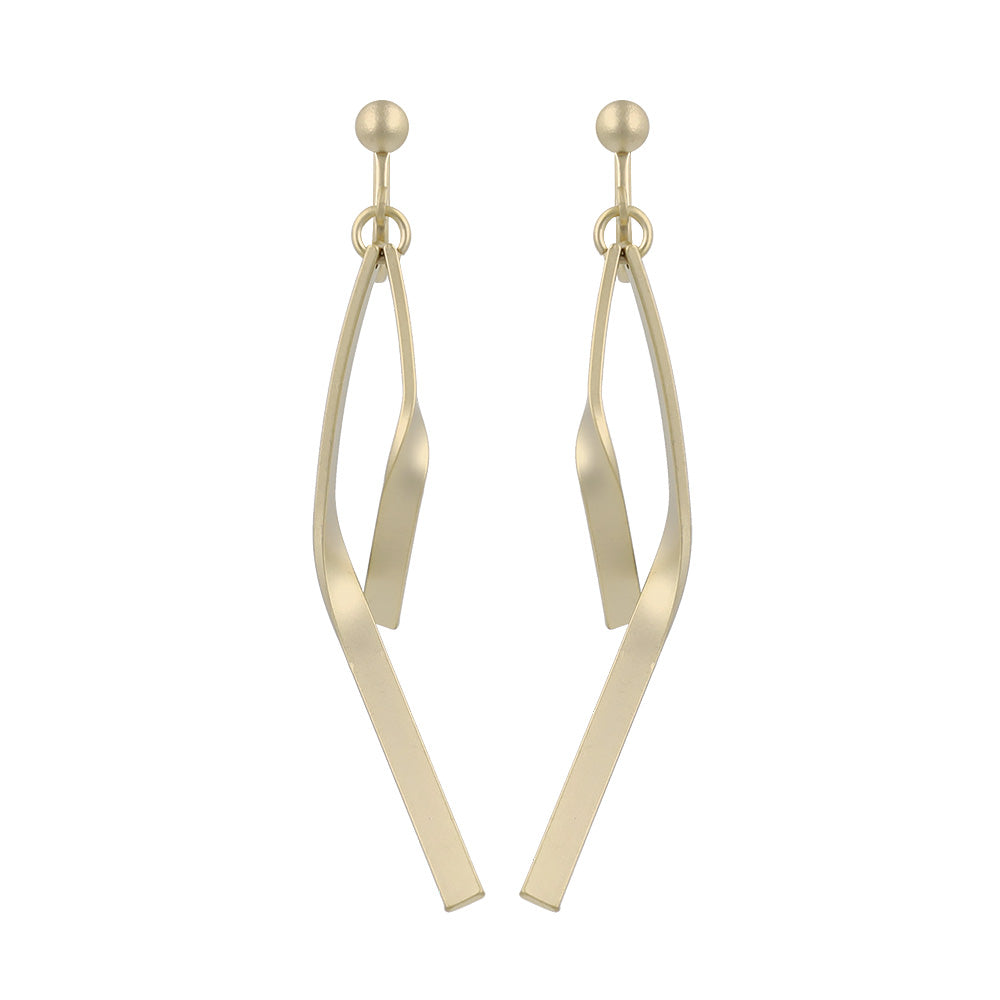イヤリング ニッケルフリー sable gold メタル ダブル カーブ ライン ネジバネ式イヤリング