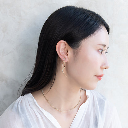 イヤリング ニッケルフリー sable gold メタル ダブル カーブ ライン ネジバネ式イヤリング