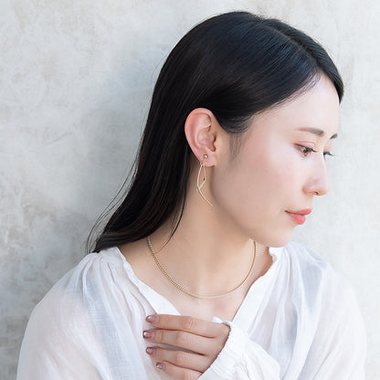 イヤリング ニッケルフリー sable gold メタル ダブル カーブ ライン ネジバネ式イヤリング