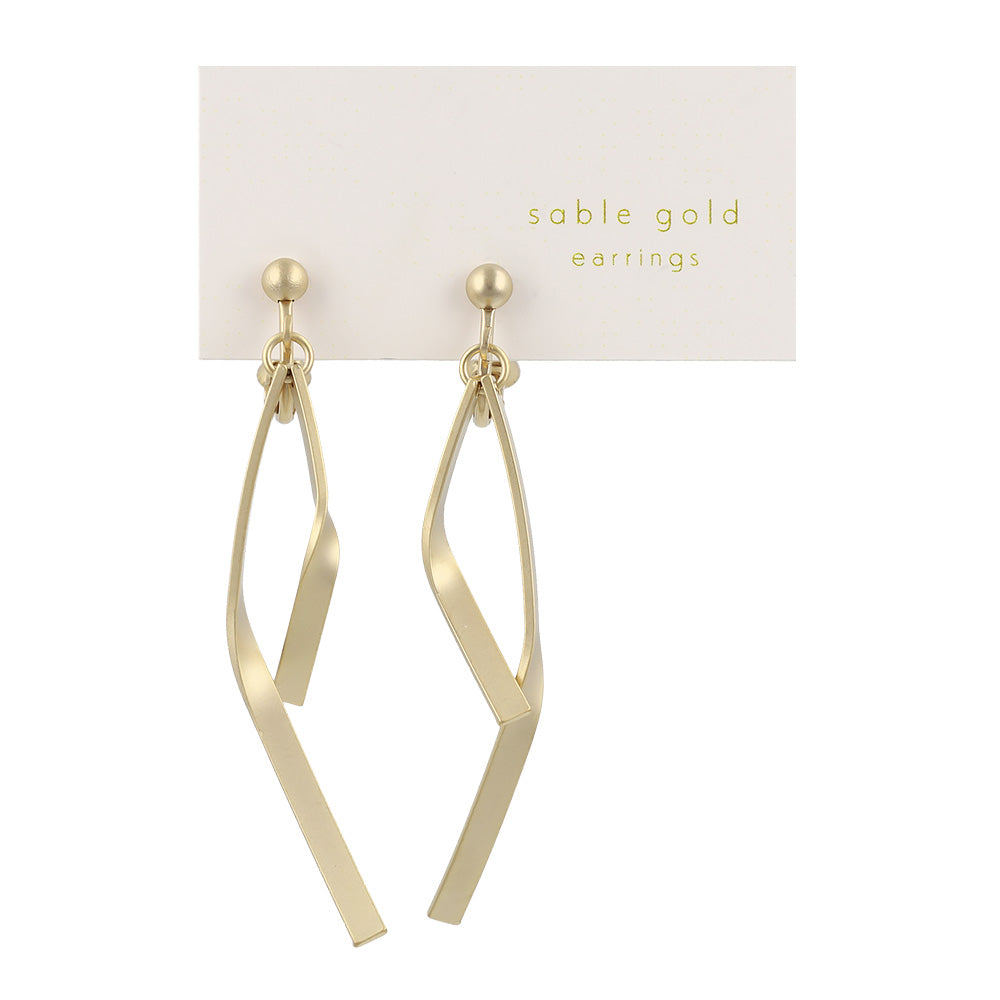 イヤリング ニッケルフリー sable gold メタル ダブル カーブ ライン ネジバネ式イヤリング