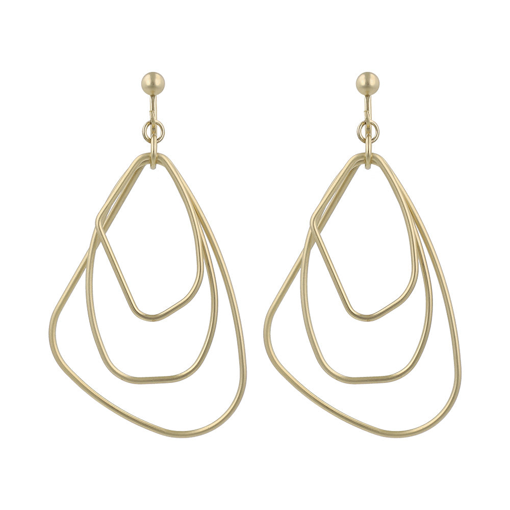 イヤリング ニッケルフリー sable gold メタル トリプル 変形 ドロップ ネジバネ式イヤリング