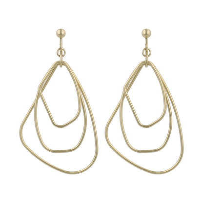 イヤリング ニッケルフリー sable gold メタル トリプル 変形 ドロップ ネジバネ式イヤリング