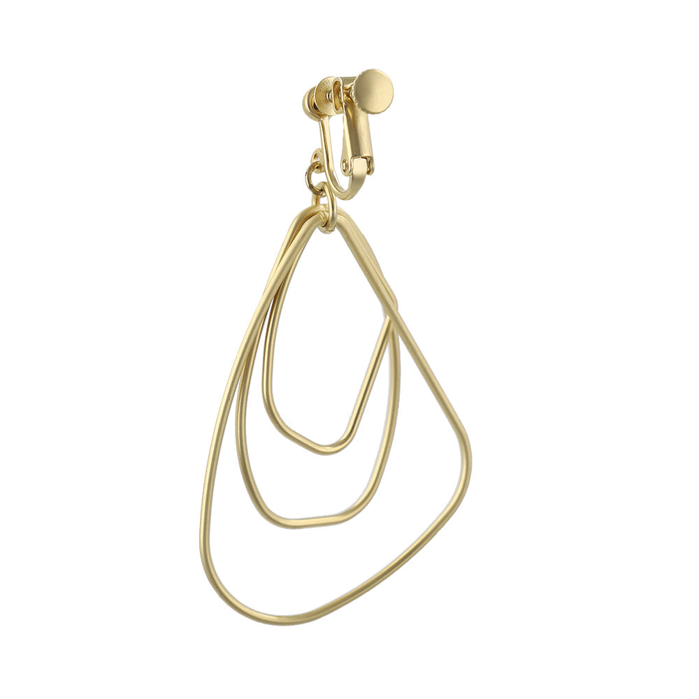 イヤリング ニッケルフリー sable gold メタル トリプル 変形 ドロップ ネジバネ式イヤリング