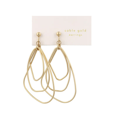 イヤリング ニッケルフリー sable gold メタル トリプル 変形 ドロップ ネジバネ式イヤリング