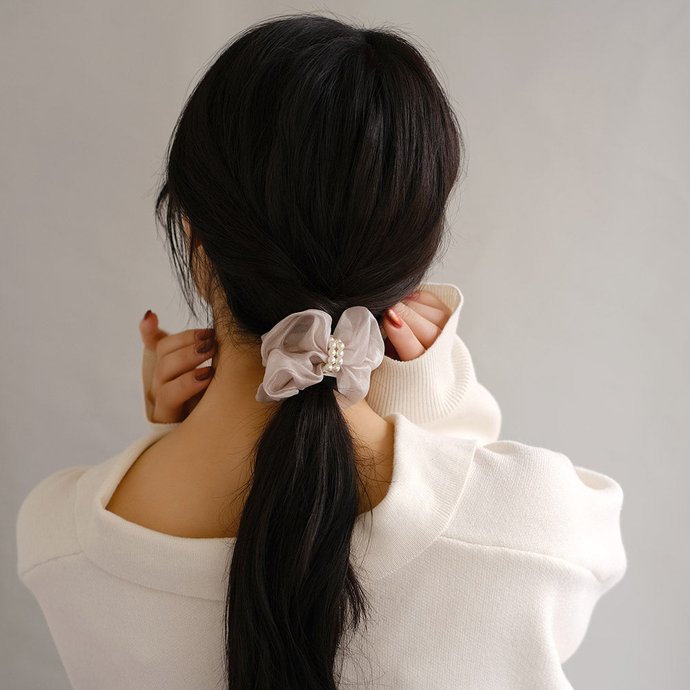 ヘアカフ シアー センター ミニ パール シュシュ風 クラップカフ ヘアポニー ポニーフック