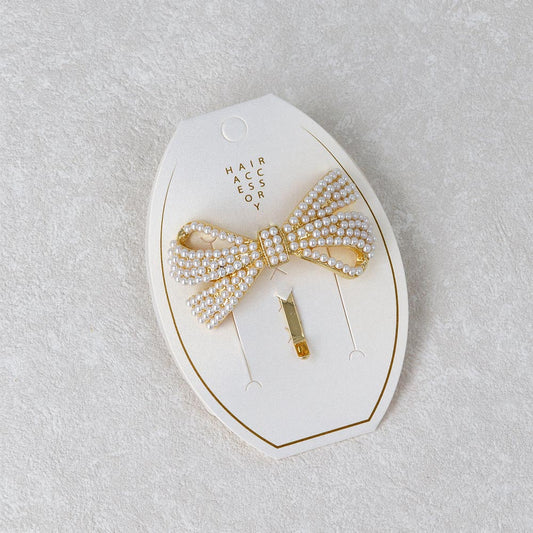 ヘアカフ リボン パヴェ ミニ パール メタル ヘアポニー ポニーフック