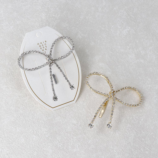 ヘアカフ リボン ミニ ストーン メタル ヘアポニー ポニーフック