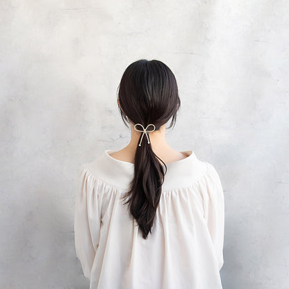 ヘアカフ リボン ミニ ストーン メタル ヘアポニー ポニーフック