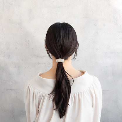 ヘアカフ パヴェ ミニ ストーン メタル レクタングル ヘアポニー ポニーフック