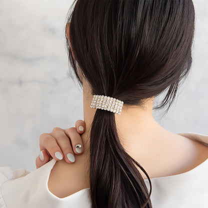 ヘアカフ パヴェ ミニ ストーン メタル レクタングル ヘアポニー ポニーフック