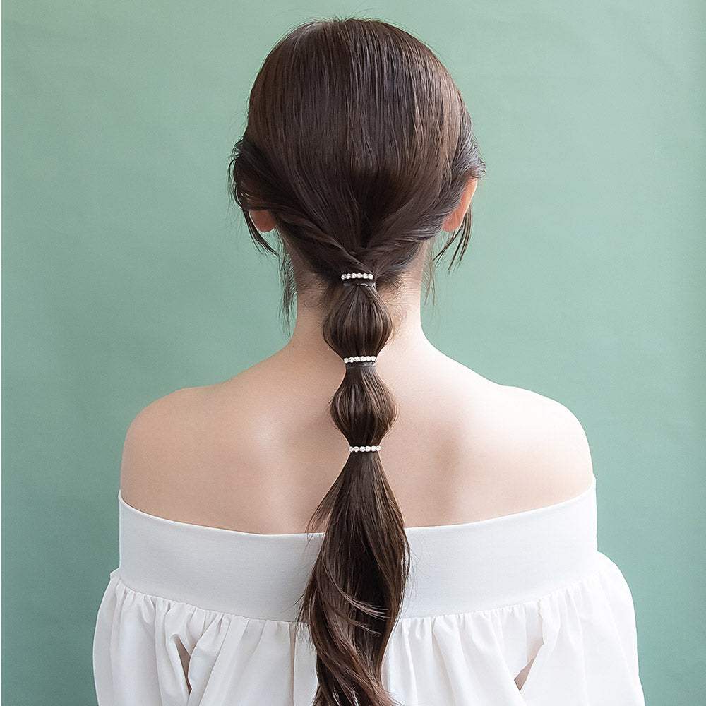 ヘアカフ ミニセットカフ ミニ ストーン ライン メタル 3個セット ヘアポニー ポニーフック