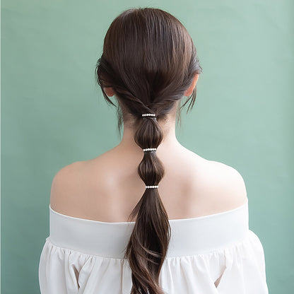 ヘアカフ ミニセットカフ ミニ ストーン ライン メタル 3個セット ヘアポニー ポニーフック