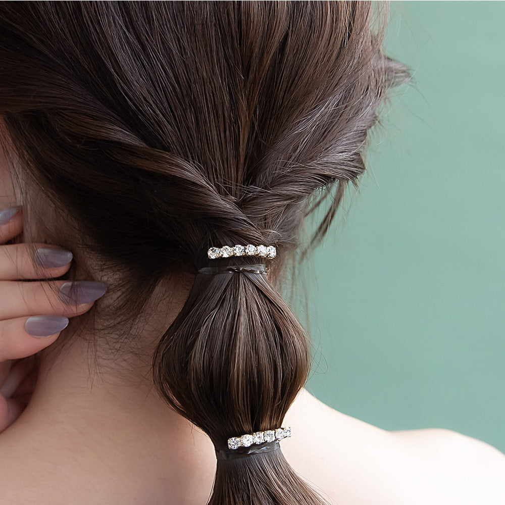 ヘアカフ ミニセットカフ ミニ ストーン ライン メタル 3個セット ヘアポニー ポニーフック