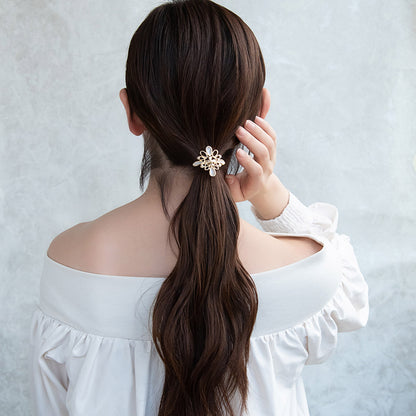 ヘアカフ メタル エポ ストーン 透かし ツイスト ライン レース風 ロンバス ヘアポニー ポニーフック