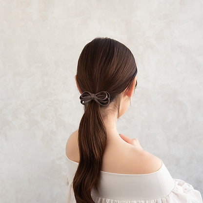 ヘアカフ トリプル ∞ リボン 立体 フェイクレザー ベーシックカラー ヘアポニー ポニーフック