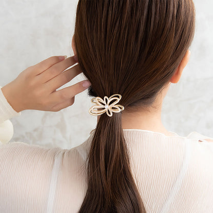 ヘアカフ メタル フラワー 花 バイカラー パール ヘアポニー ポニーフック