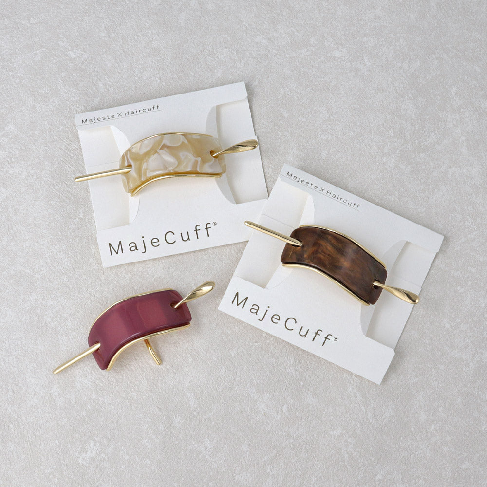 MajeCuff/マジェカフ マジェステみたいなヘアカフ レクタングル カーブ マーブル プレート メタル ライン