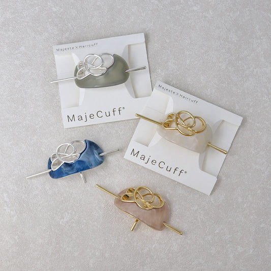 MajeCuff/マジェカフ マジェステみたいなヘアカフ オーバル マーブル カラー 透かし メタル クロス ライン