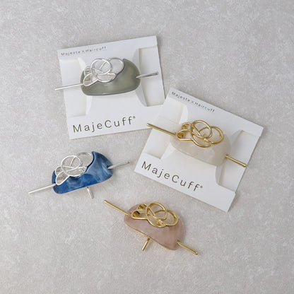 MajeCuff/マジェカフ マジェステみたいなヘアカフ オーバル マーブル カラー 透かし メタル クロス ライン