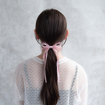 ヘアカフ ダブル ロング リボン シアー カラー
