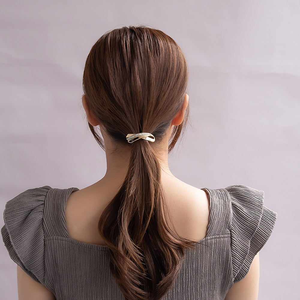 ヘアカフ メタル 透かし クロス ライン クリア カラー