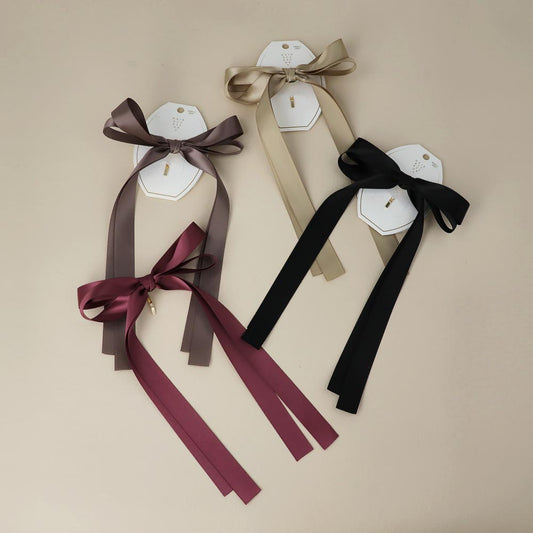 ヘアカフ ダブル リボン サテン ロング