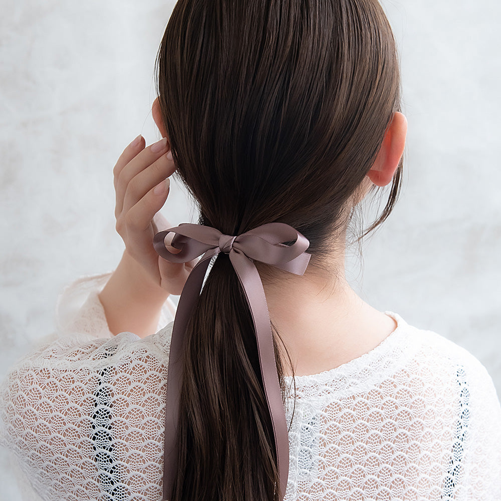 ヘアカフ ダブル リボン サテン ロング