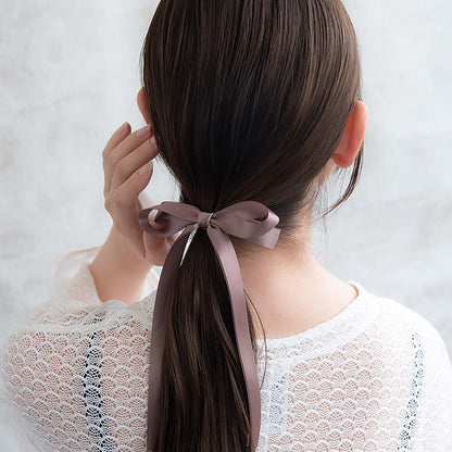ヘアカフ ダブル リボン サテン ロング