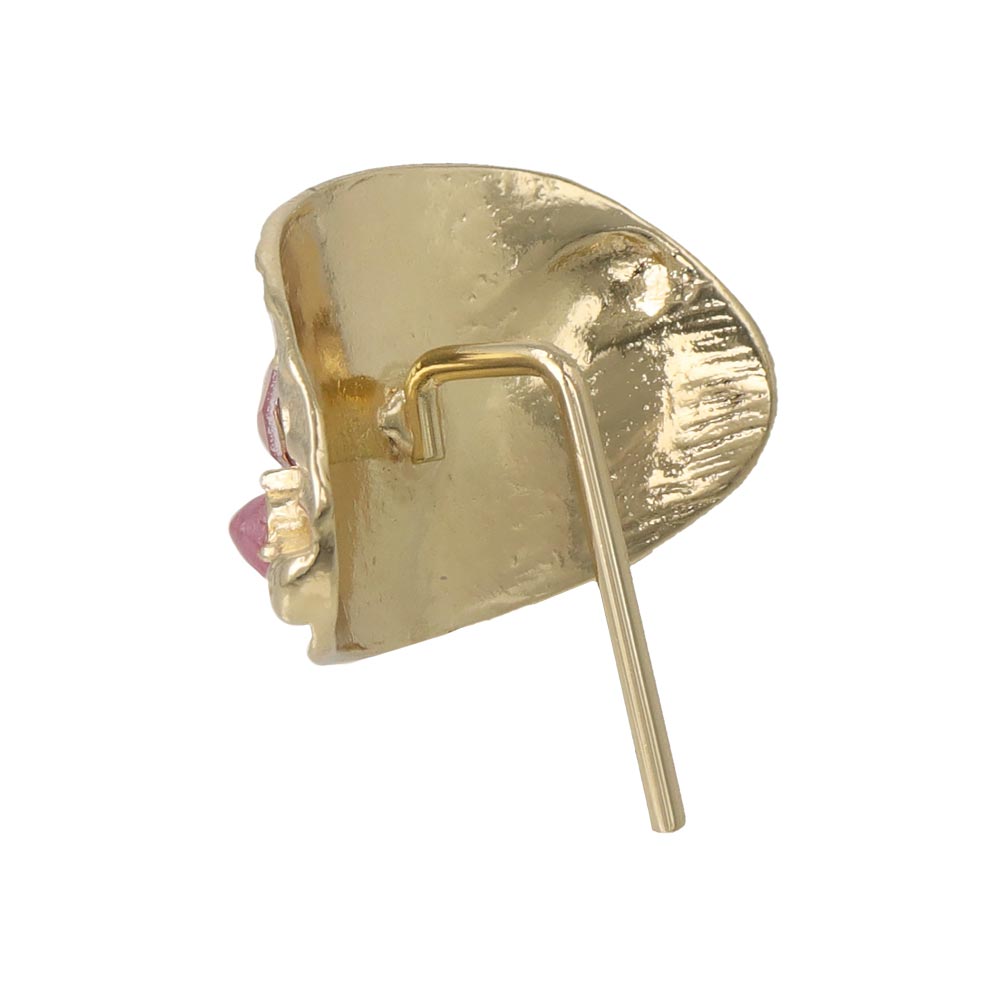 ヘアカフ メタル オーバル テクスチャ ビジュー パール