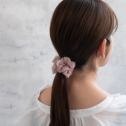 ヘアカフ クラップカフ シアー リボン パール シュシュ風