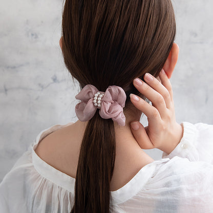 ヘアカフ クラップカフ シアー リボン パール シュシュ風