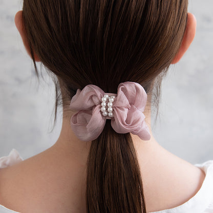 ヘアカフ クラップカフ シアー リボン パール シュシュ風