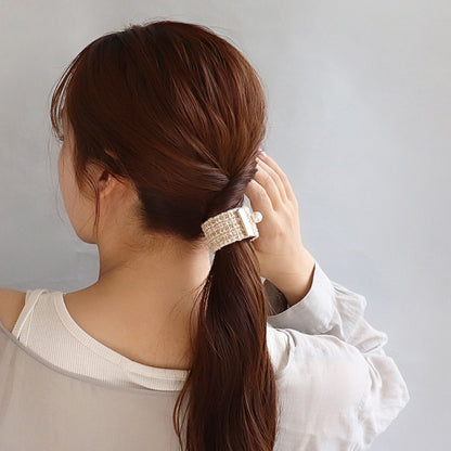 ヘアカフ クラップカフ ツイード風 ポイント パール