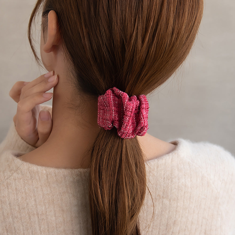 ヘアカフ クラップカフ ツイード調 シュシュ風