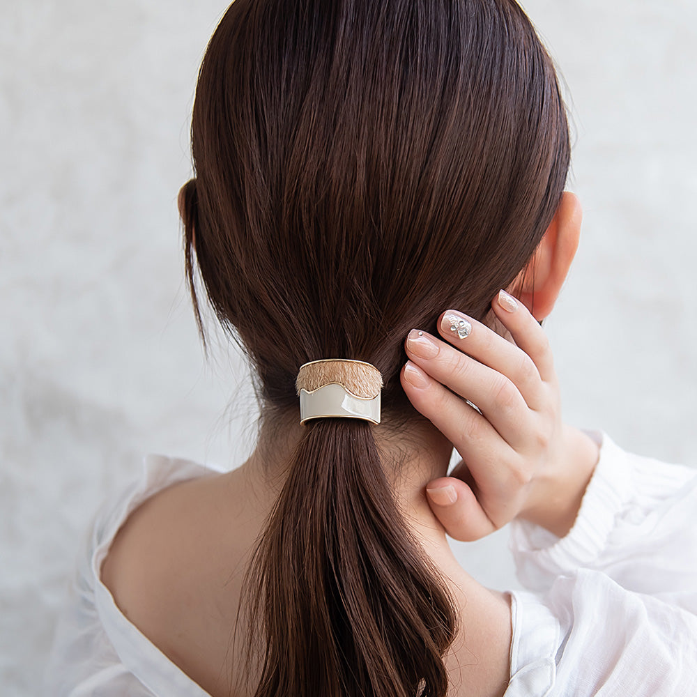 ヘアカフ ハラコ風 カラー ハーフ ウェーブ ライン レクタングル