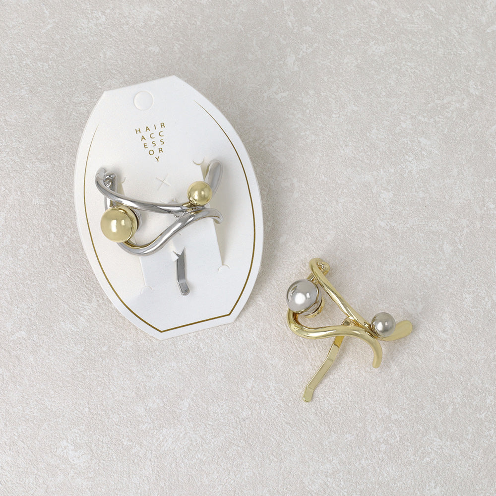 ヘアカフ メタル ボール カーブ ライン クロス コンビカラー