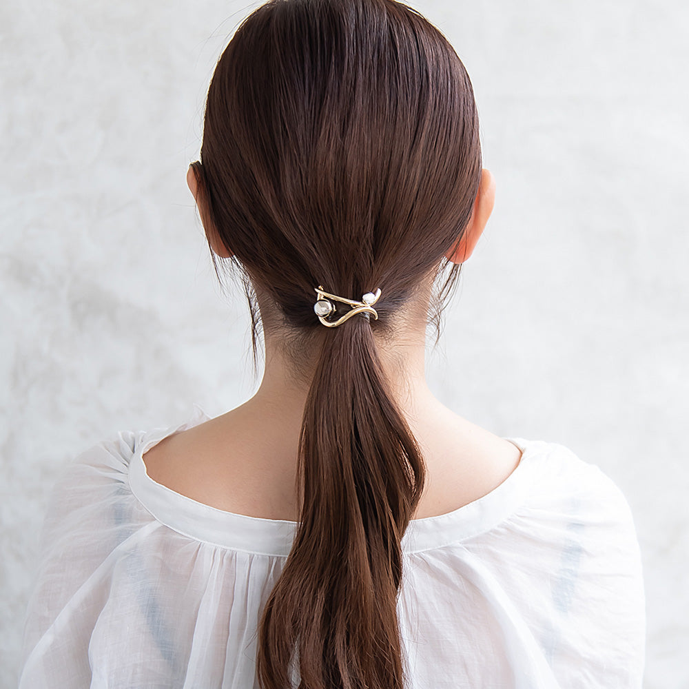 ヘアカフ メタル ボール カーブ ライン クロス コンビカラー